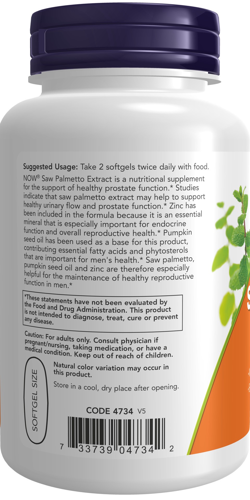 slide 3 of 4, NOW Saw Palmetto Extract 80 mg - 90 Softgels, 90 ct