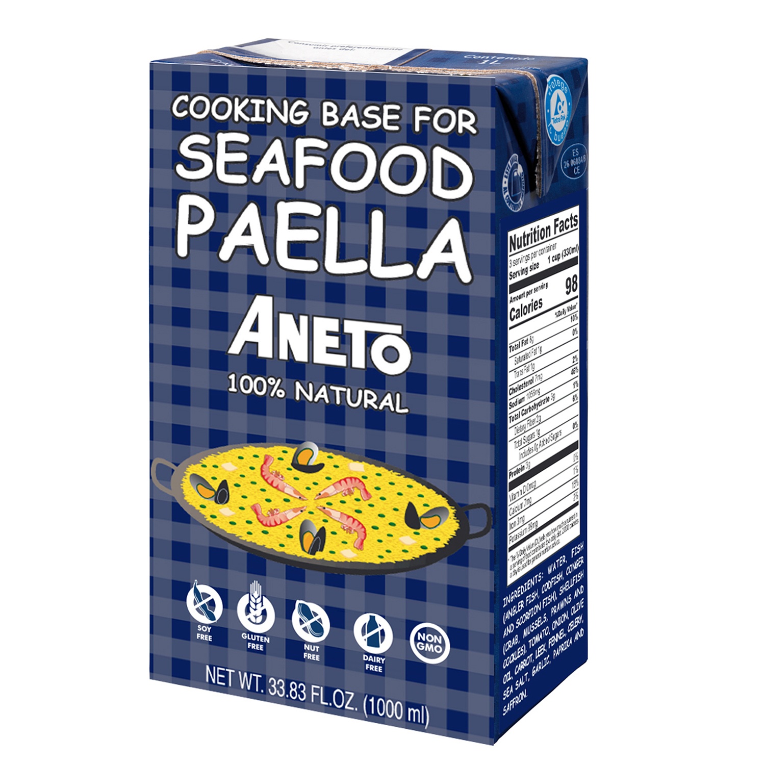 slide 1 of 1, Power Sellers Imports Aneto 100% Natural Cooking Base for Seafood Paella, 33.83 fl oz