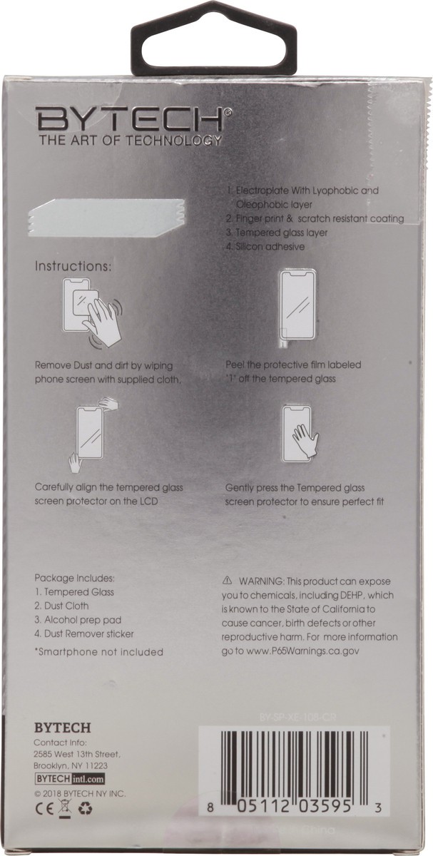 slide 2 of 12, Bytech Tempered Glass iPhone X/XS Screen Protector 1 ea, 1 ea