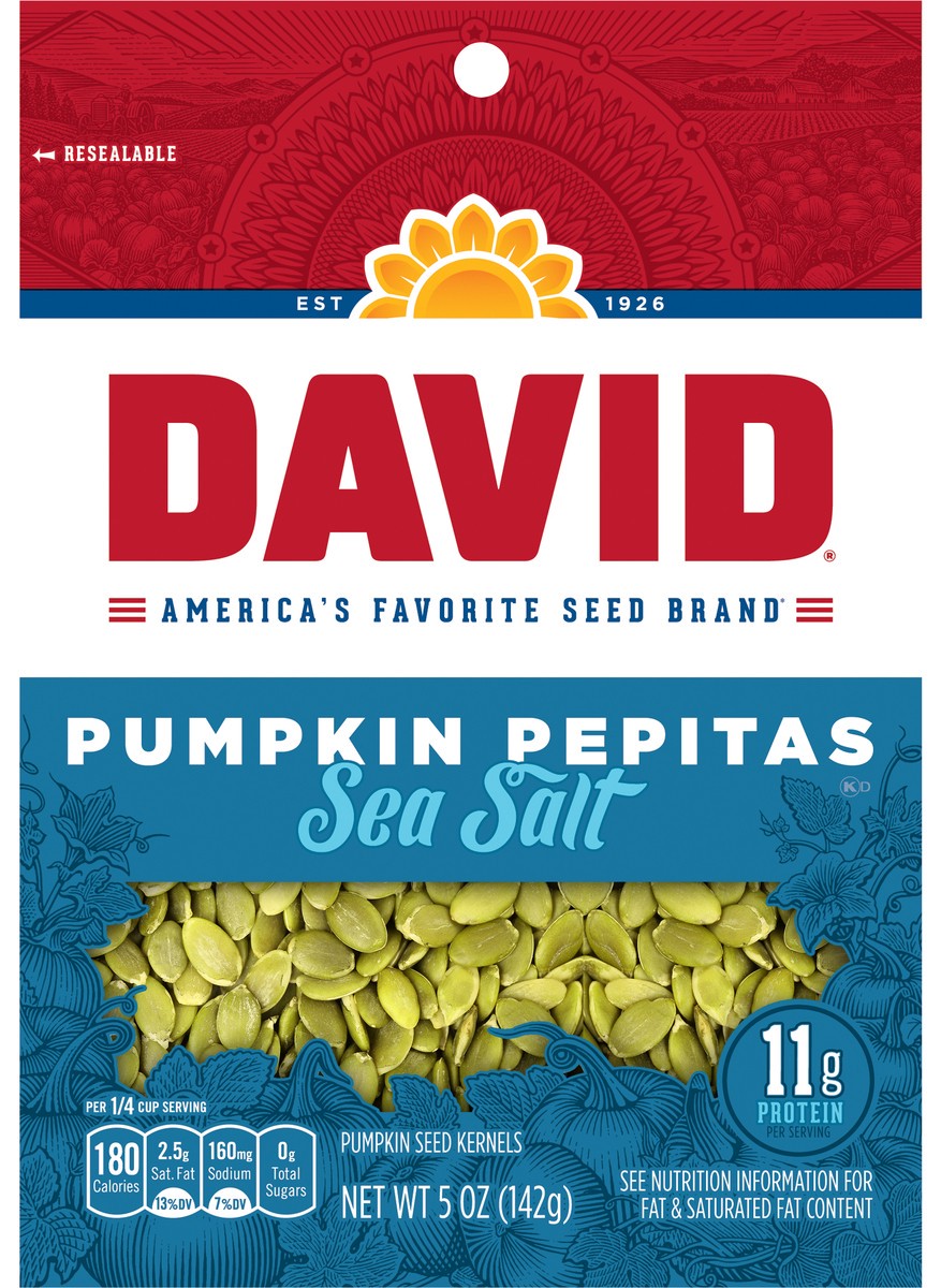 slide 1 of 3, DAVID Sea Salt Pumpkin Pepitas 5 oz, 5 oz