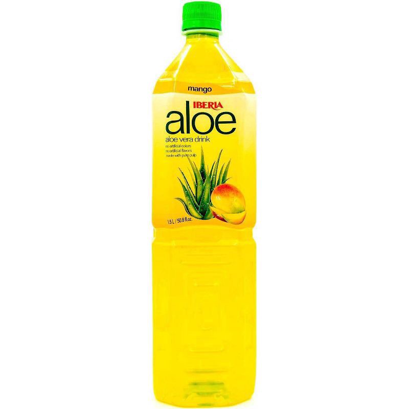 slide 1 of 3, IBERIA aloe Mango Aloe Vera Drink - 50.8 fl oz Bottle, 50.8 fl oz