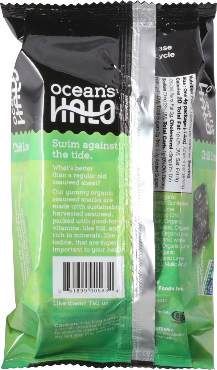 slide 9 of 9, Ocean's Halo Chili Lime Seaweed, 0.14 oz