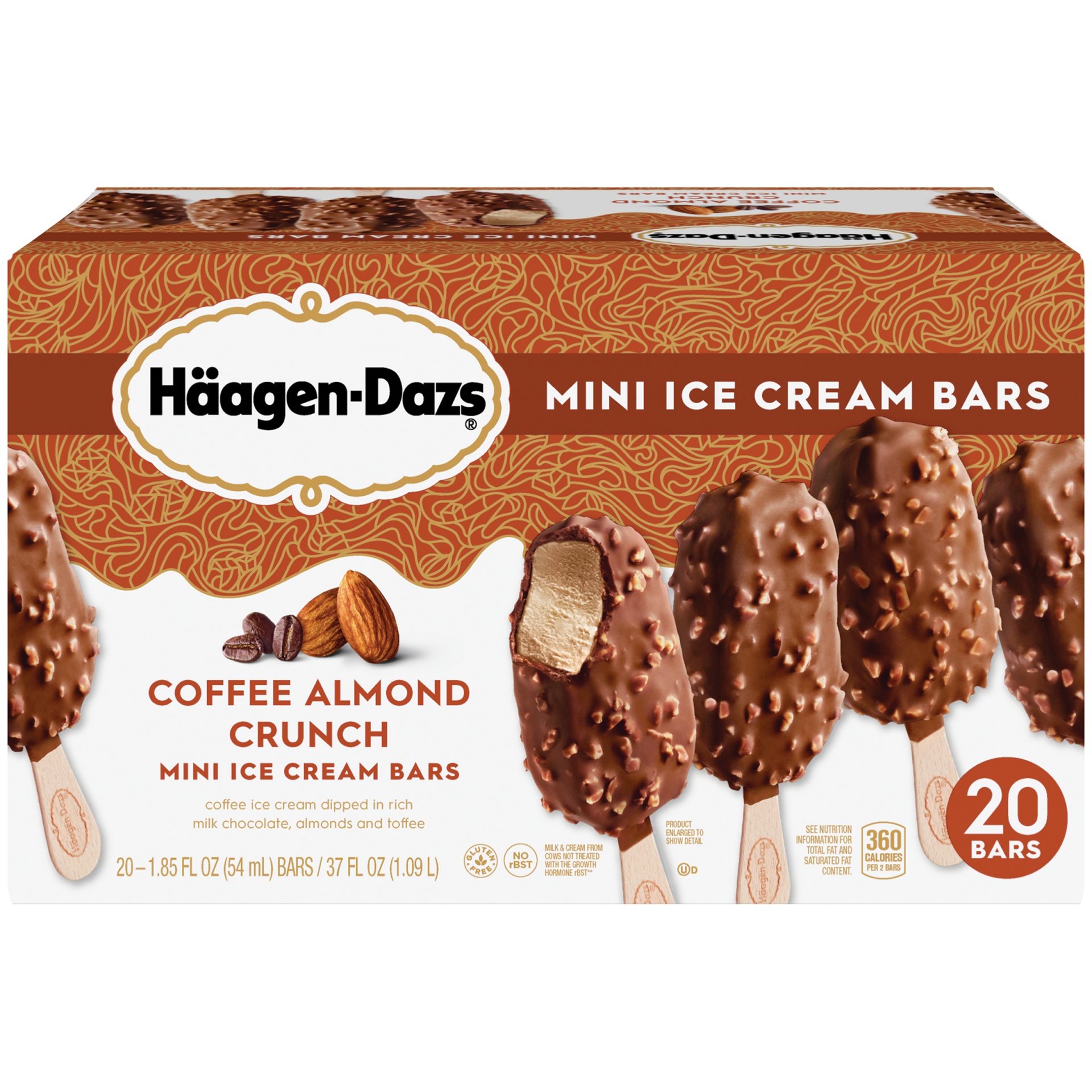 slide 1 of 7, Häagen-Dazs Coffee Almond Crunch Mini Ice Cream Bars, 20 ct