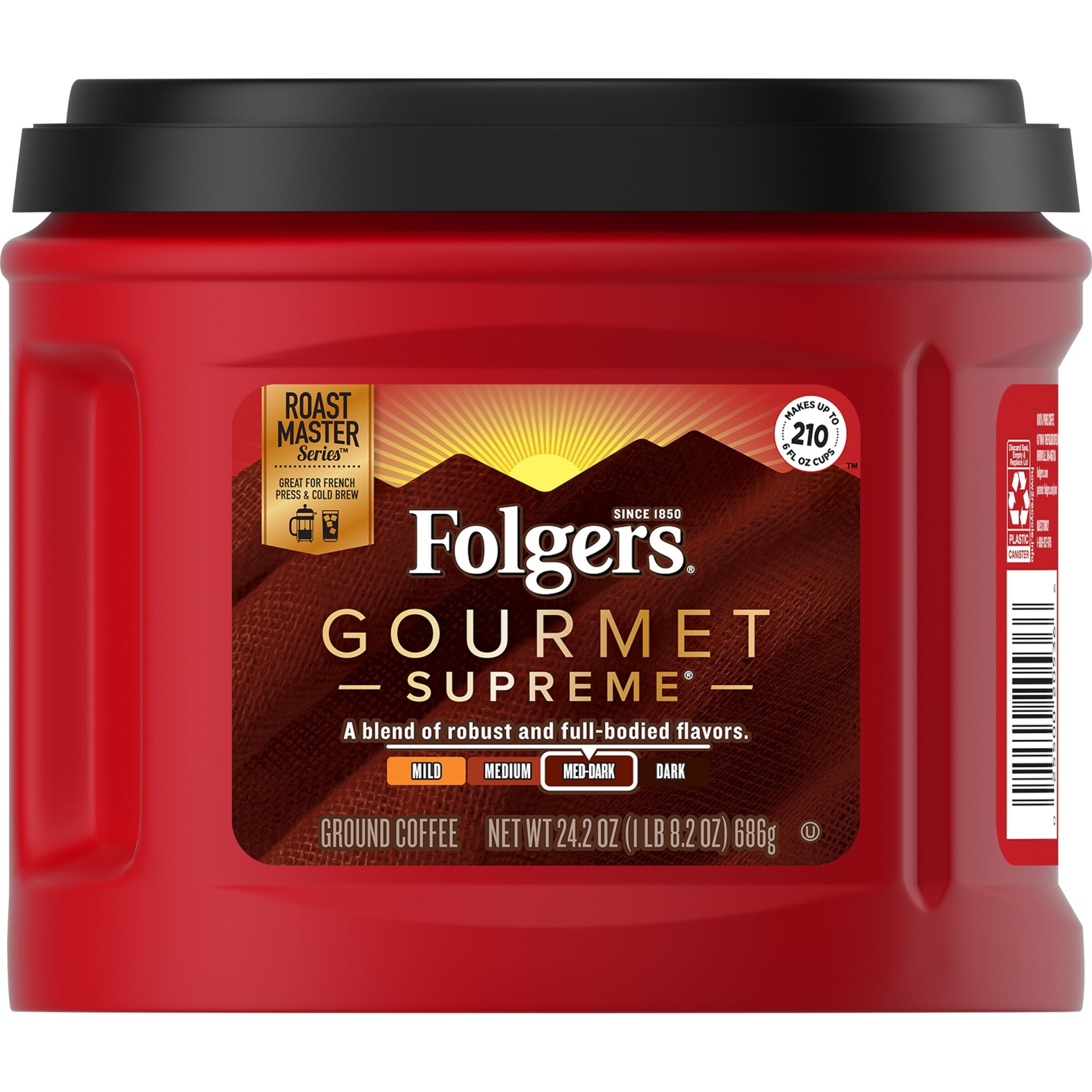 slide 2 of 2, Folgers Gourmet Supreme Dark Roast Ground Coffee, 24.2 oz