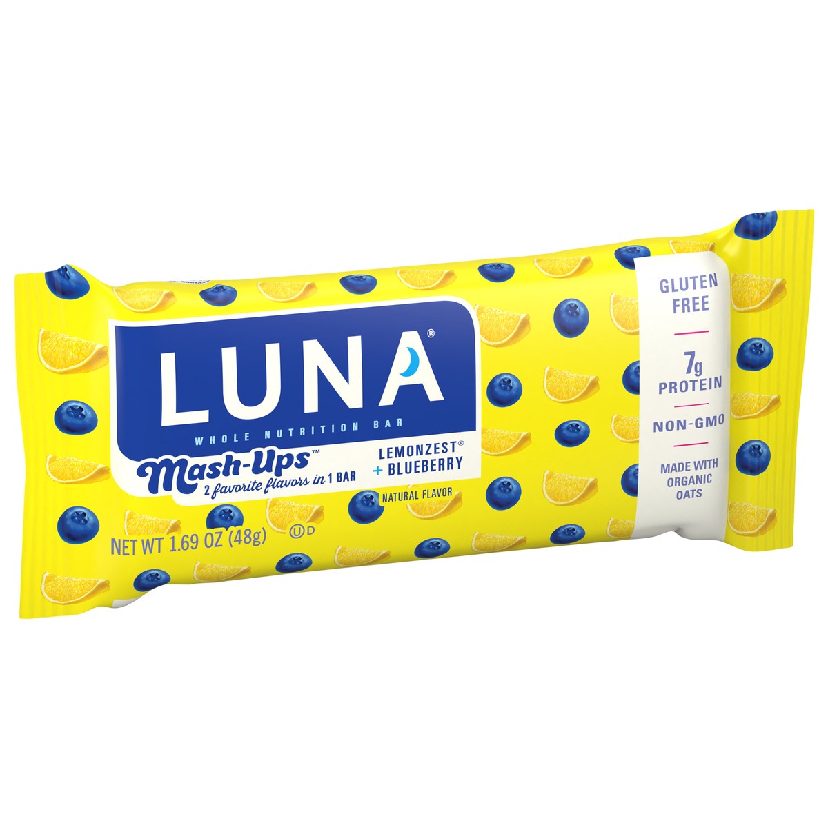 slide 3 of 9, LUNA Bar - Mash-Ups LemonZest + Blueberry Flavor - Snack Bars - Non-GMO - Gluten-Free Protein Bars - Made with Organic Oats (1 Count), 1.69 oz