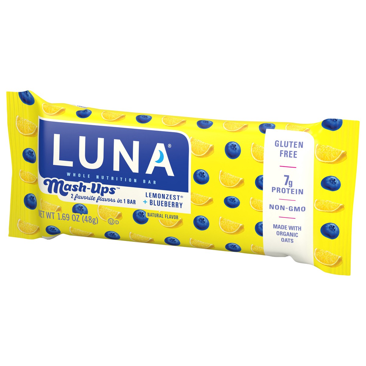 slide 5 of 9, LUNA Bar - Mash-Ups LemonZest + Blueberry Flavor - Snack Bars - Non-GMO - Gluten-Free Protein Bars - Made with Organic Oats (1 Count), 1.69 oz
