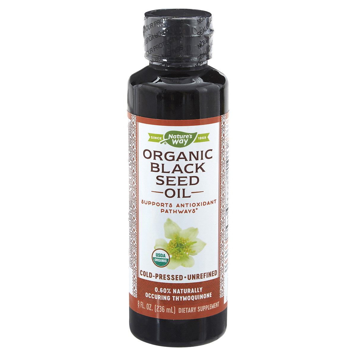 slide 1 of 9, Nature's Way Organic Black Seed Oil - 100% cold-pressed, 0.60% Thymoquinone, vegan, gluten-free, 8 oz