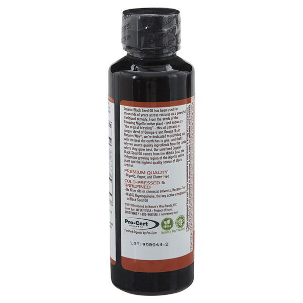 slide 4 of 9, Nature's Way Organic Black Seed Oil - 100% cold-pressed, 0.60% Thymoquinone, vegan, gluten-free, 8 oz