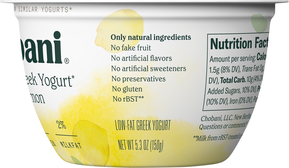 slide 4 of 6, Chobani Lemon Less Sugar, 5.3 oz