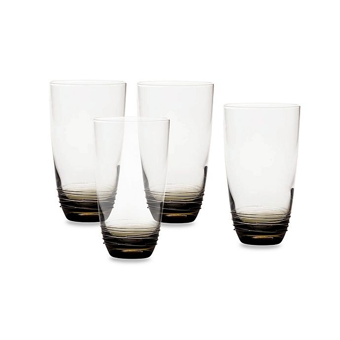 slide 1 of 1, Mikasa Swirl Highball Glasses - Smoke, 4 ct