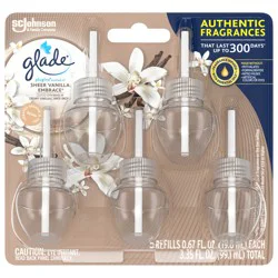 Glade PlugIns Scented Oil 5 Refills, Air Freshener, Sheer Vanilla Embrace, Essential Oil Infused Wall Plug In, 3.35 FL OZ, Pack of 5