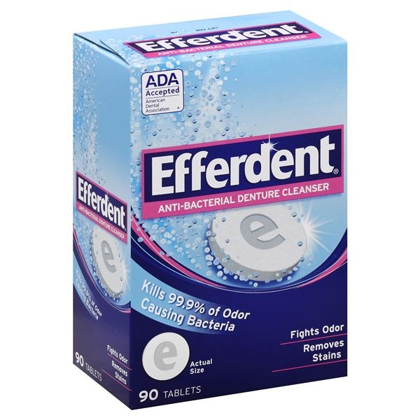 slide 1 of 1, Efferdent Anti-Bacterial Denture Cleanser Tablets, 90 ct