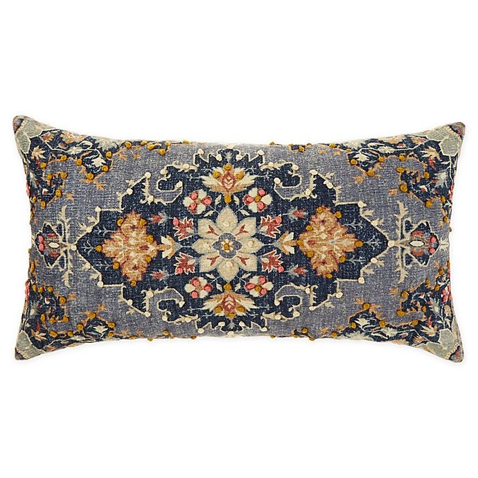 slide 1 of 3, Global Caravan Hand Embroidered Floral Oblong Throw Pillow, 1 ct