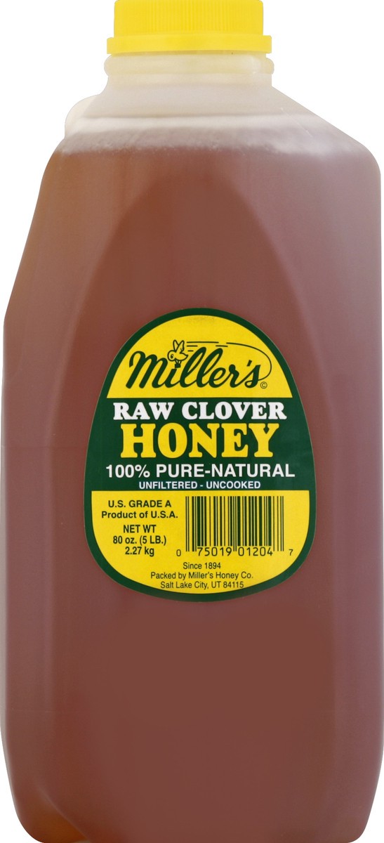 slide 2 of 2, Miller Raw Clover Honey Bottle, 5 lb