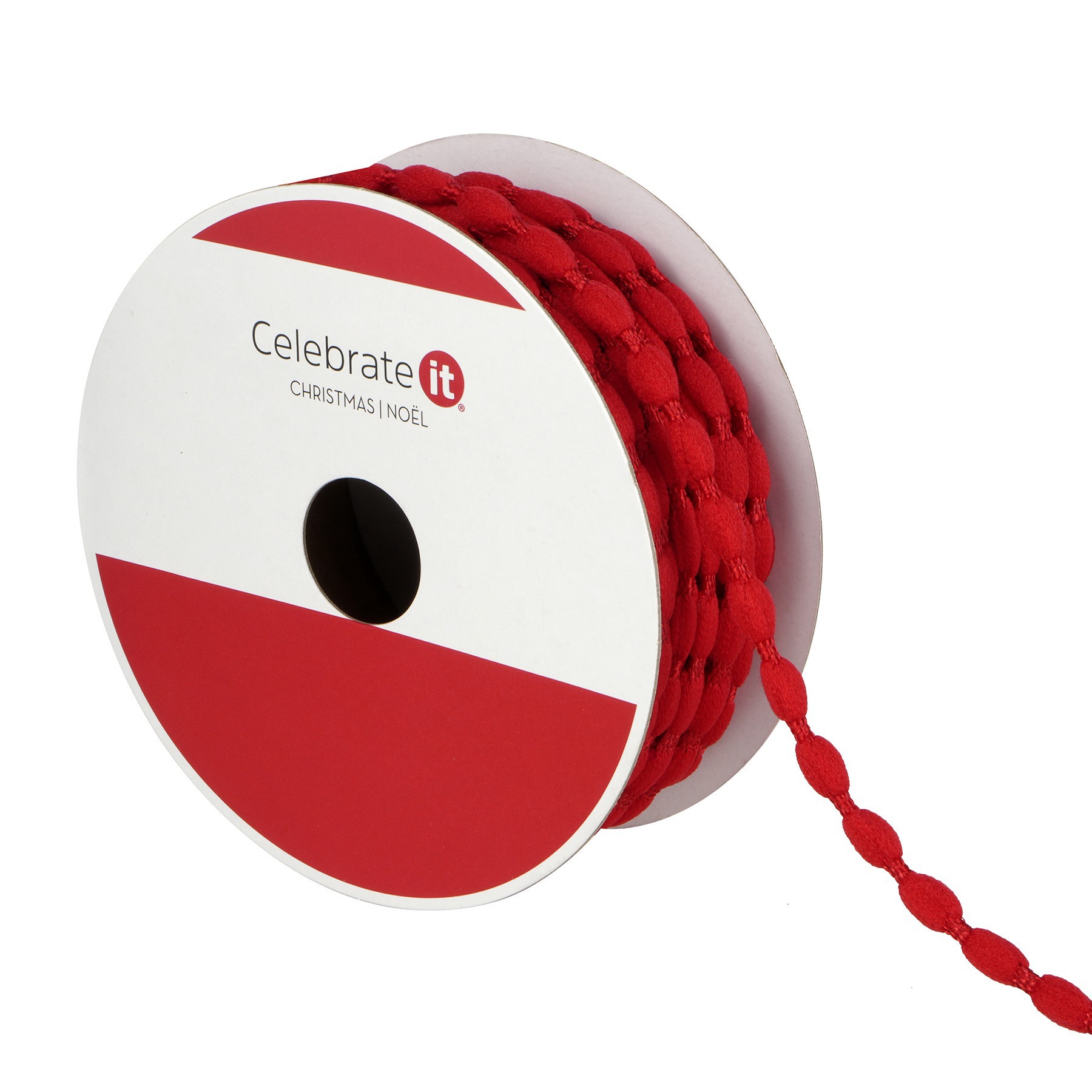 slide 2 of 3, 3/16" X 30ft. Red Pom Pom Trim Ribbon By Celebrate It, 3/16 in x 30 ft
