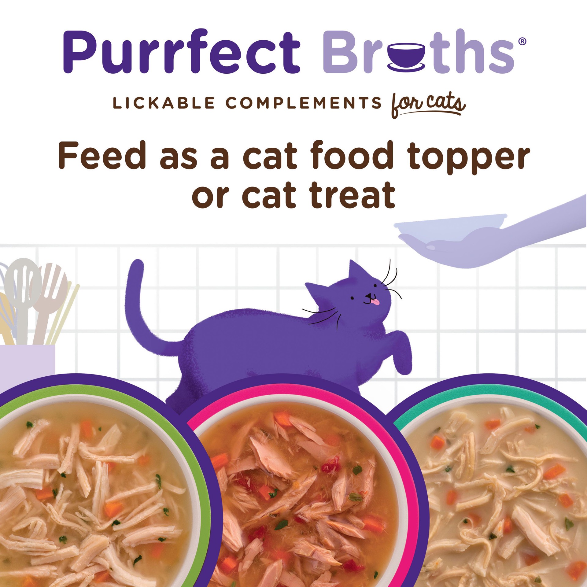 slide 5 of 8, Rachael Ray Nutrish Purrfect Broths Variety Pack, Lickable Complements for Cats, 1.4 oz. Pouch, 12 Count, 16.8 oz