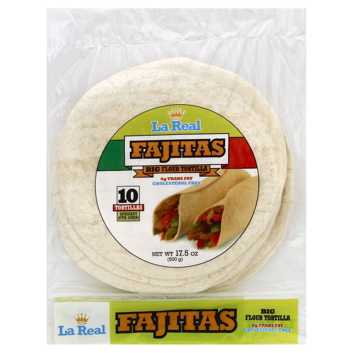 slide 3 of 6, La Real Tortilla Fajita Flour, 17.5 oz