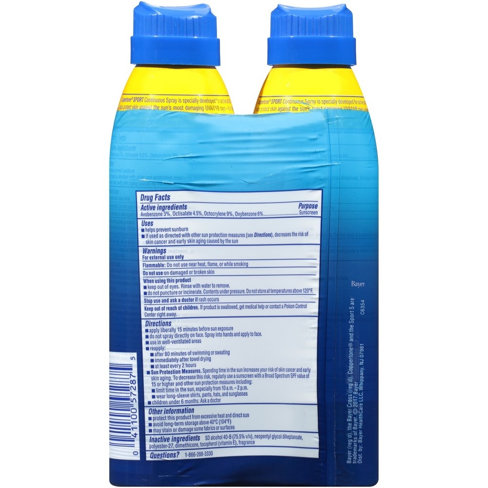 slide 2 of 2, Coppertone Sport C Sunscreen Spray - SPF 50 Twin Pack, 2 ct; 5.5 oz