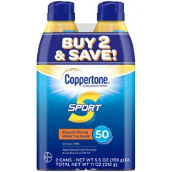Coppertone Sport C Sunscreen Spray - SPF 50 Twin Pack