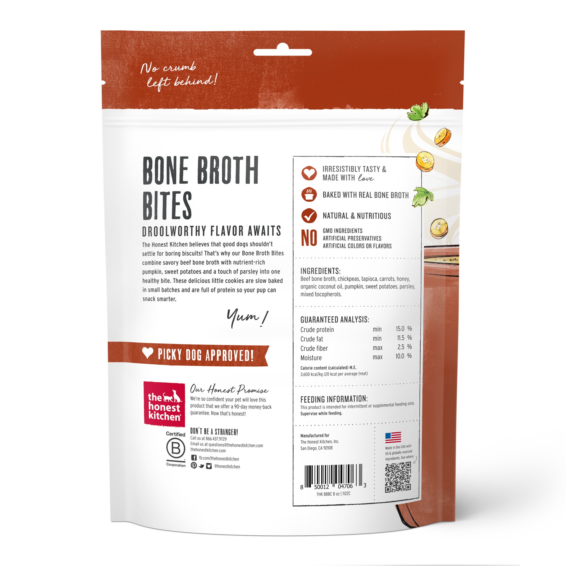 slide 3 of 3, The Honest Kitchen Bone Broth Bites Bone Broth Bites: Roasted with Beef Bone Broth & Sweet Potatoes, 8 oz Bag, 8 oz