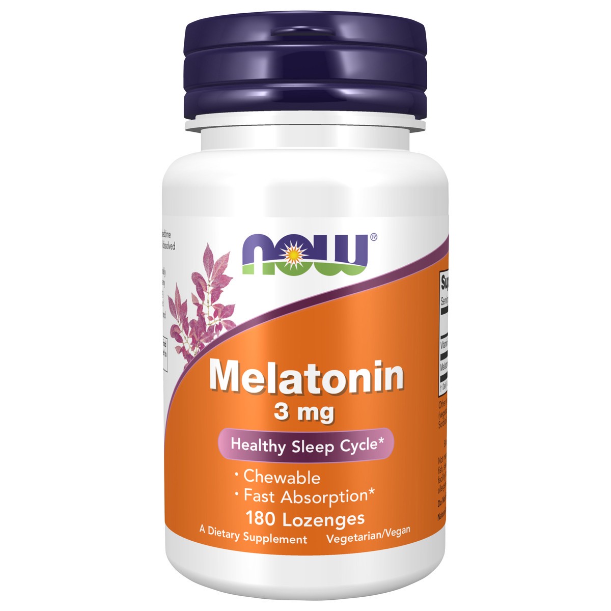 slide 1 of 4, NOW Melatonin 3 mg Chewable - 180 Lozenges, 180 ct