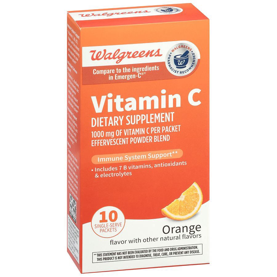 slide 4 of 5, Walgreens Vitamin C Effervescent Powder Blend Orange, 10 ct