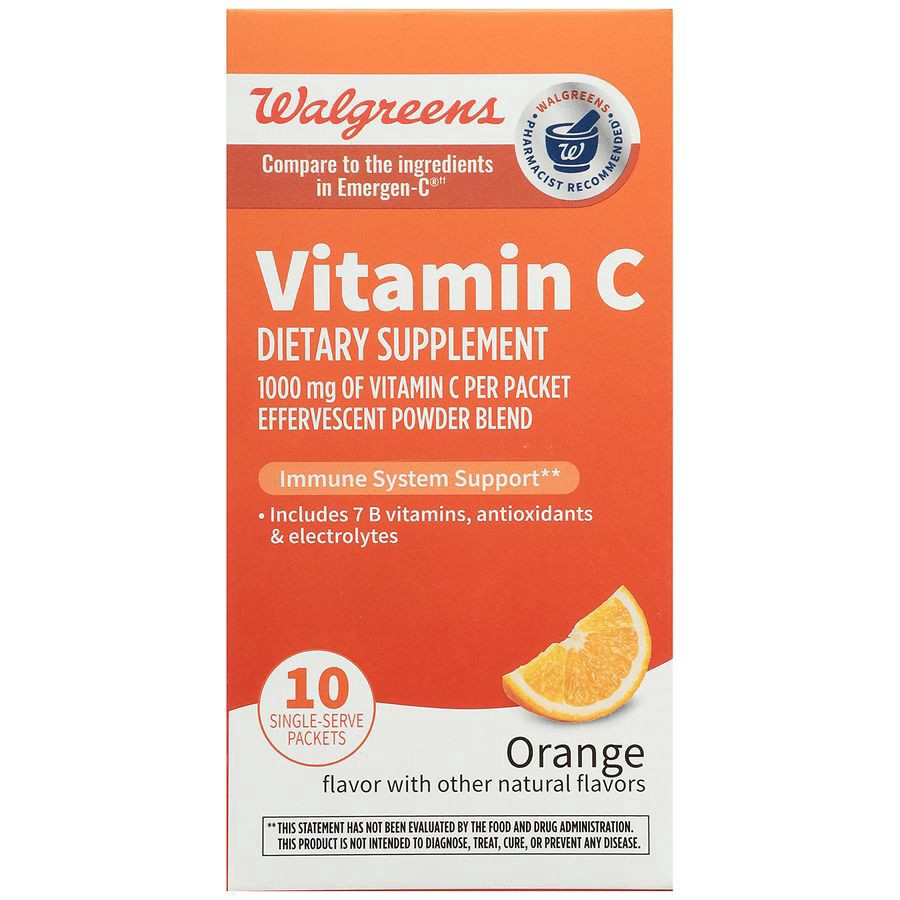 slide 3 of 5, Walgreens Vitamin C Effervescent Powder Blend Orange, 10 ct
