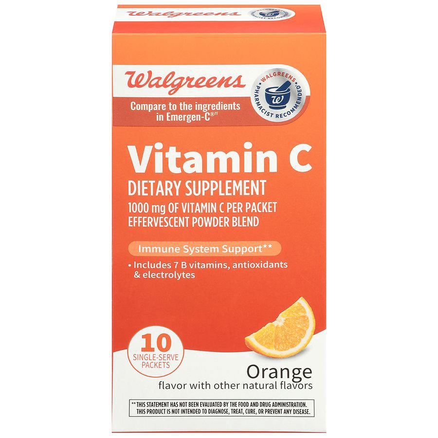 slide 1 of 5, Walgreens Vitamin C Effervescent Powder Blend Orange, 10 ct