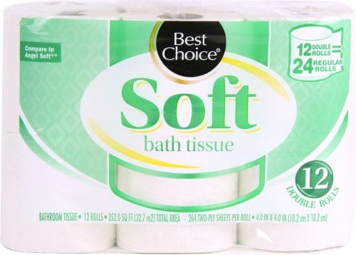 slide 1 of 1, Best Choice Soft Double Roll Bath Tissue, 12 ct