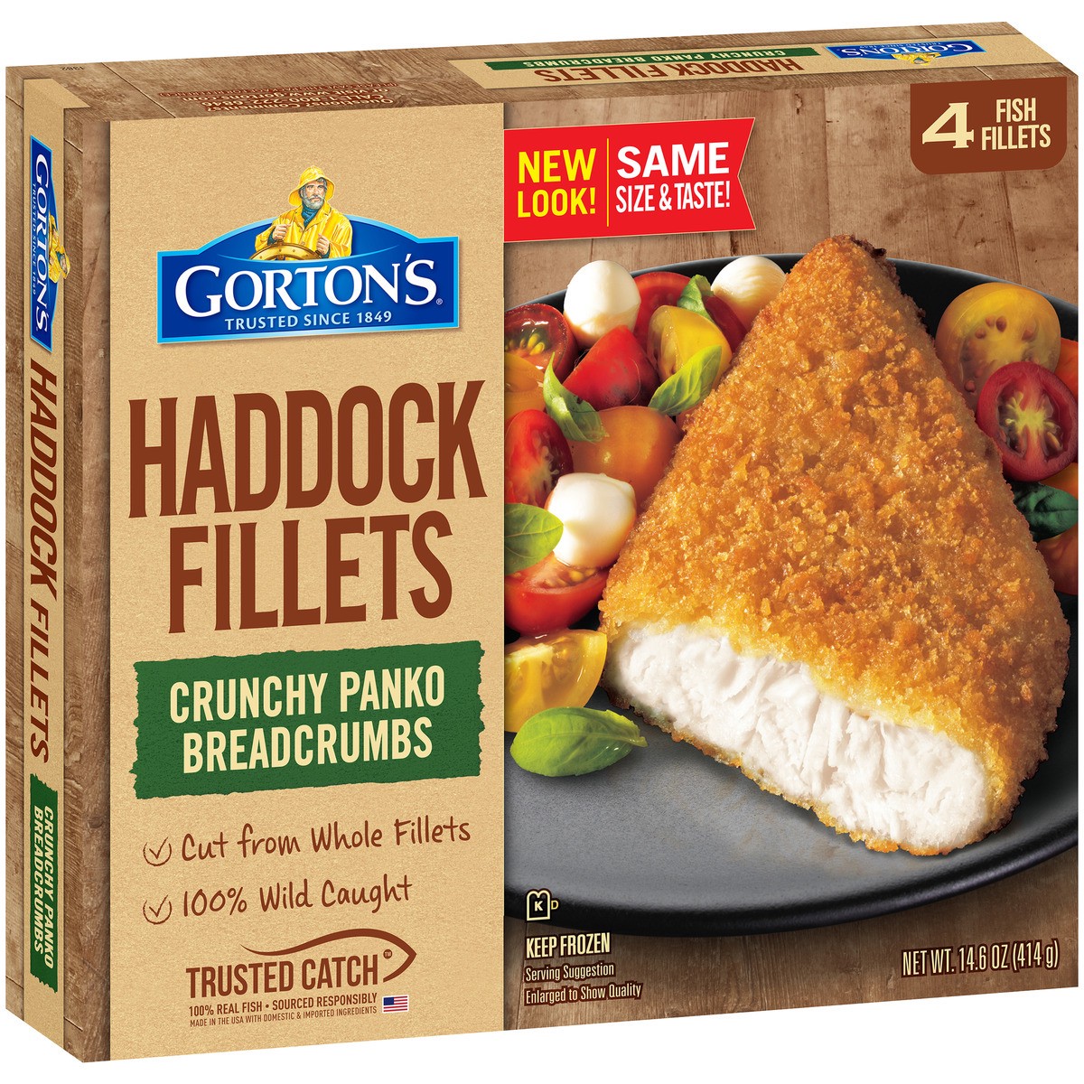 slide 11 of 11, Gorton's Gorton''s Breaded Fish Fillets Cut from Whole Fillets, Wild Caught Haddock with Crunchy Panko Breadcrumbs, Frozen, 4 Count, 14.6 Ounce Package, 4 ct