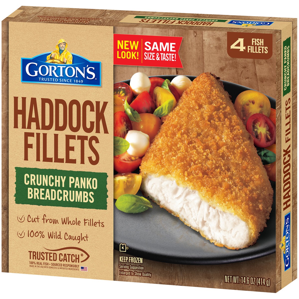 slide 8 of 11, Gorton's Gorton''s Breaded Fish Fillets Cut from Whole Fillets, Wild Caught Haddock with Crunchy Panko Breadcrumbs, Frozen, 4 Count, 14.6 Ounce Package, 4 ct