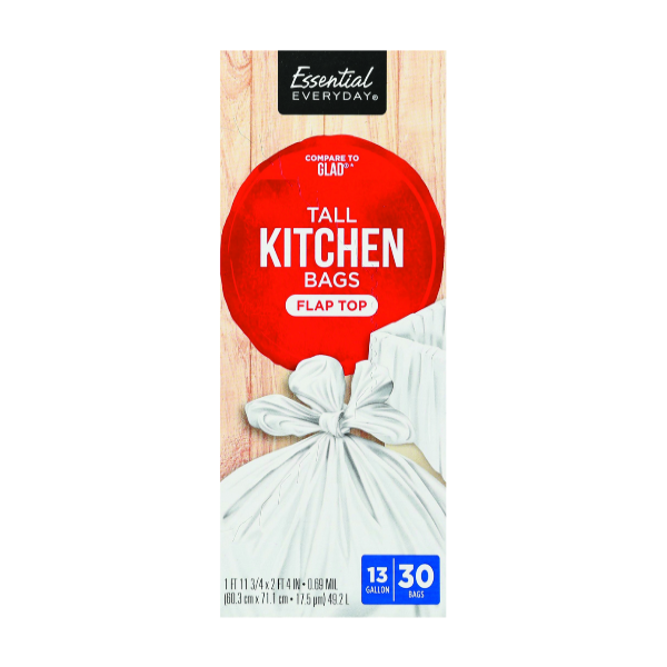 slide 1 of 1, Essential Everyday Tall Kitchen Trash Bags, 30 ct