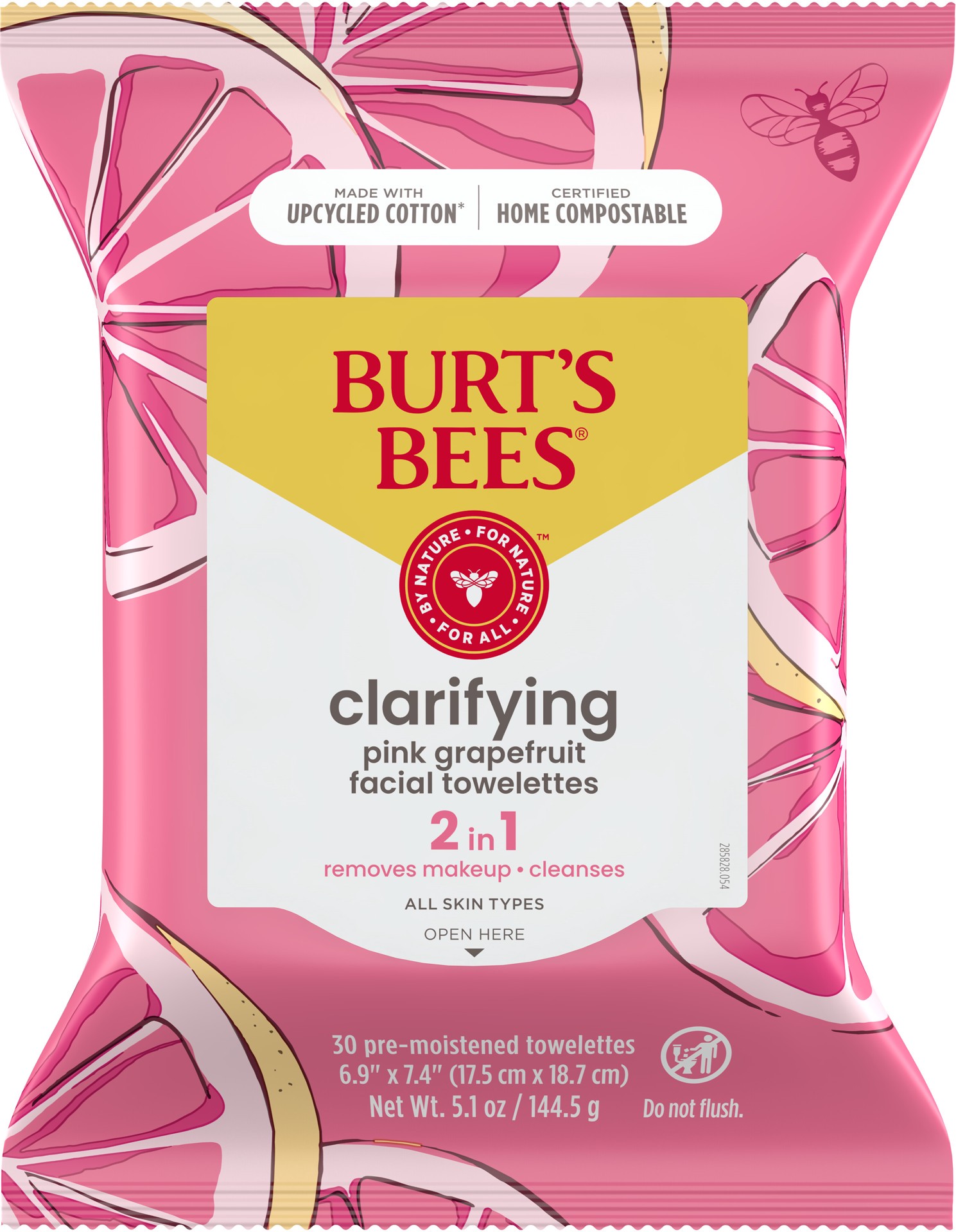 slide 1 of 9, Burt's Bees Facial Cleansing Towelettes, Pink Grapefruit, 30 Count, 30 ct