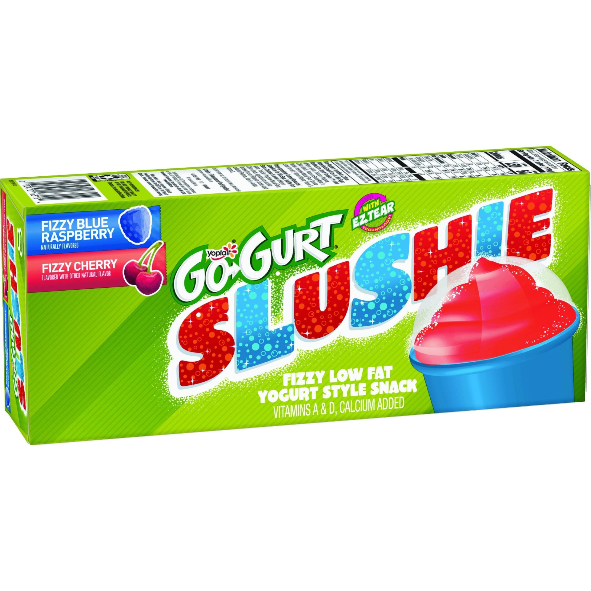 slide 1 of 3, Go-Gurt Slushie Blue Raspberry & Cherry Fizzy Low Fat Yogurt Style Snack Tubes, 8 ct; 2 oz