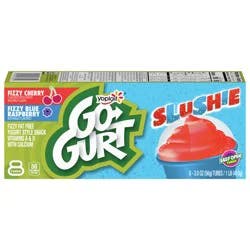 Go-GURT Slushie Fizzy Cherry and Blue Raspberry Kids Fat Free Yogurt Style Snack Variety Pack, Gluten Free- 8 ct; 2 oz