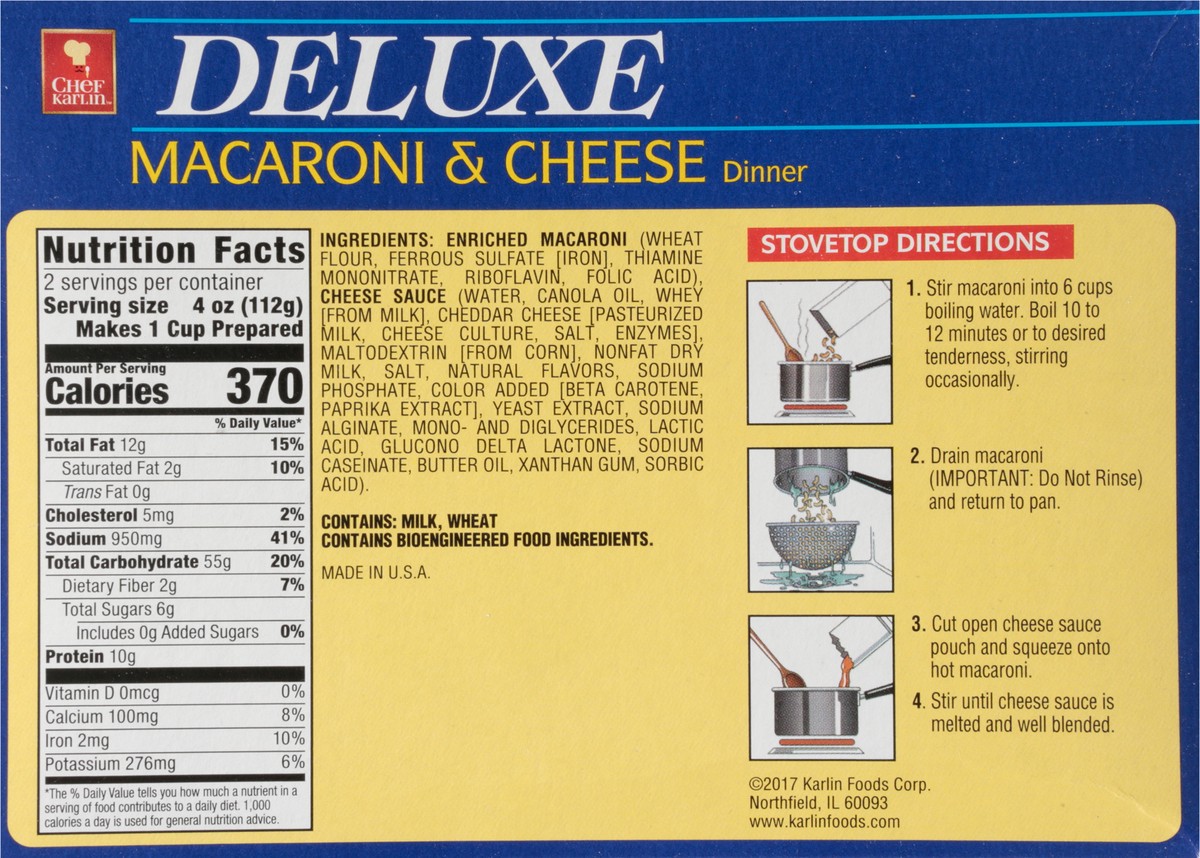 slide 10 of 13, Chef Karlin Deluxe Macaroni & Cheese Dinner 8 oz, 8 oz