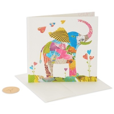 slide 1 of 1, Papyrus Collage Elephant Birthday Card, 1 ct