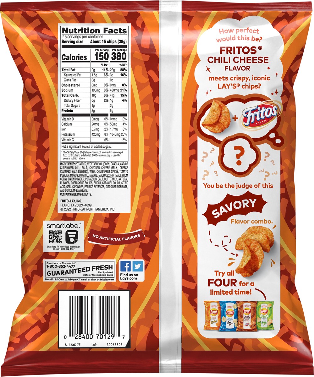 slide 2 of 9, Lay's Potato Chips, Fritos Chili Cheese Flavored, Kettle Cooked, 2.5 oz