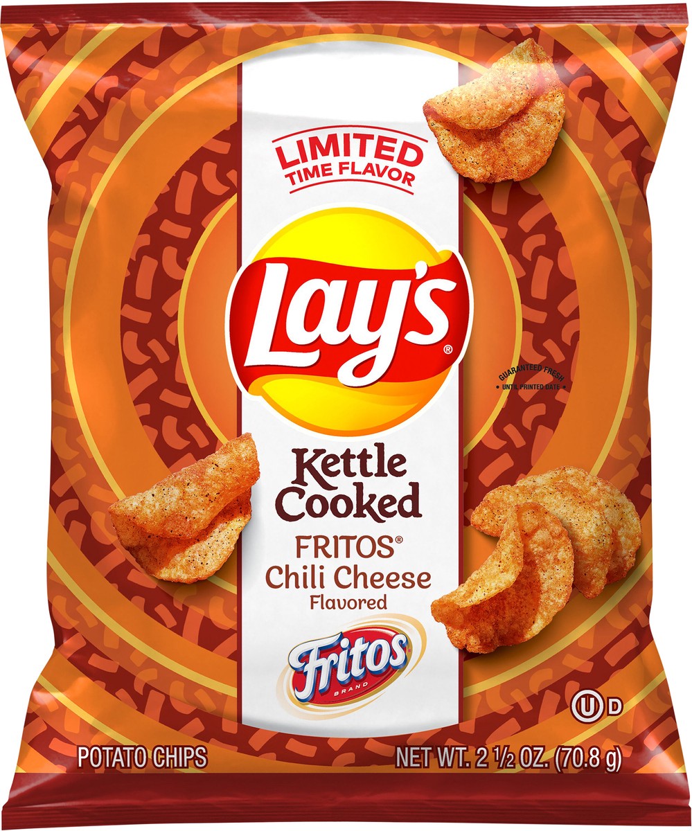 slide 8 of 9, Lay's Potato Chips, Fritos Chili Cheese Flavored, Kettle Cooked, 2.5 oz