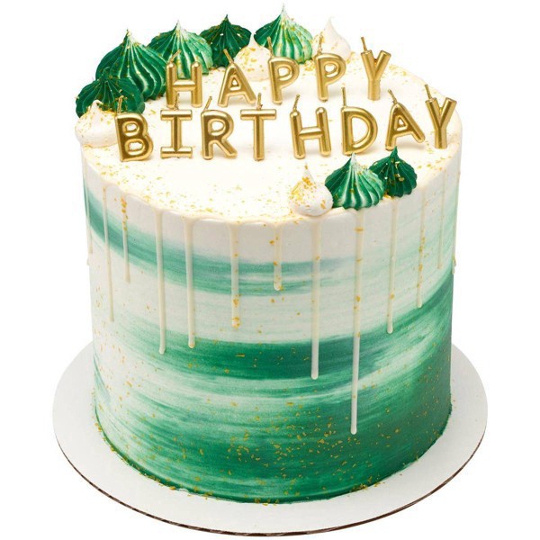 slide 4 of 5, Bakery Crafts Gold Happy Birthday Letter Candles, 13 ct