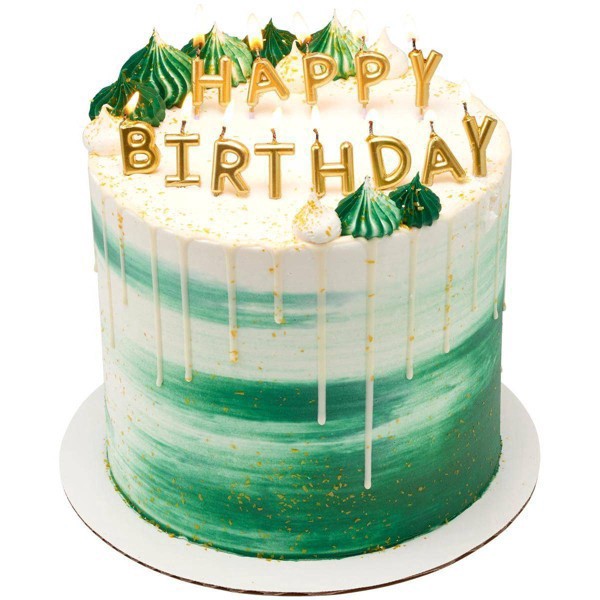 slide 5 of 5, Bakery Crafts Gold Happy Birthday Letter Candles, 13 ct