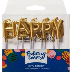 Bakery Crafts Gold Happy Birthday Letters 1" Candles - 13ct