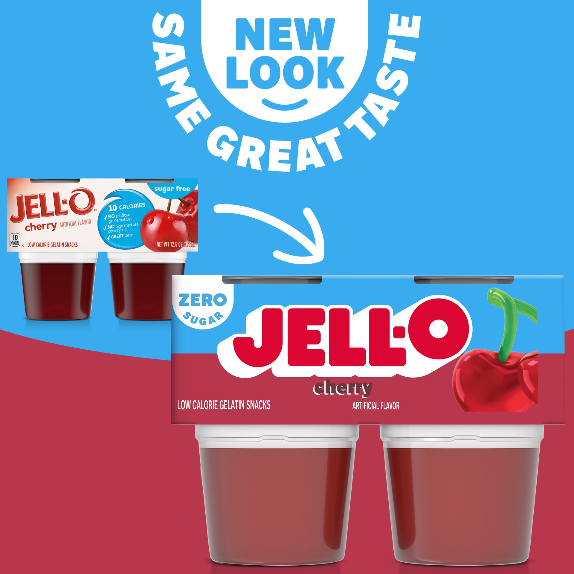 slide 3 of 5, Jell-O Cherry Artificially Flavored Zero Sugar Ready-to-Eat Gelatin Snack Cups, 4 ct Cups, 12.5 oz