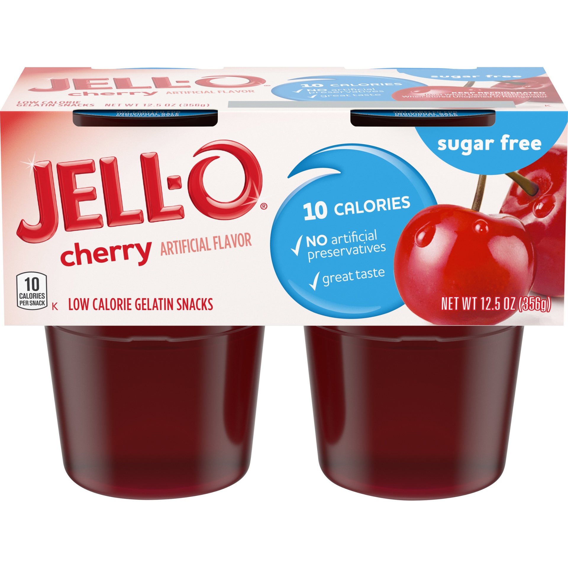 slide 1 of 6, Jell-O Cherry Sugar Free Ready-to-Eat Jello Cups Gelatin Snack Cups, 4 ct