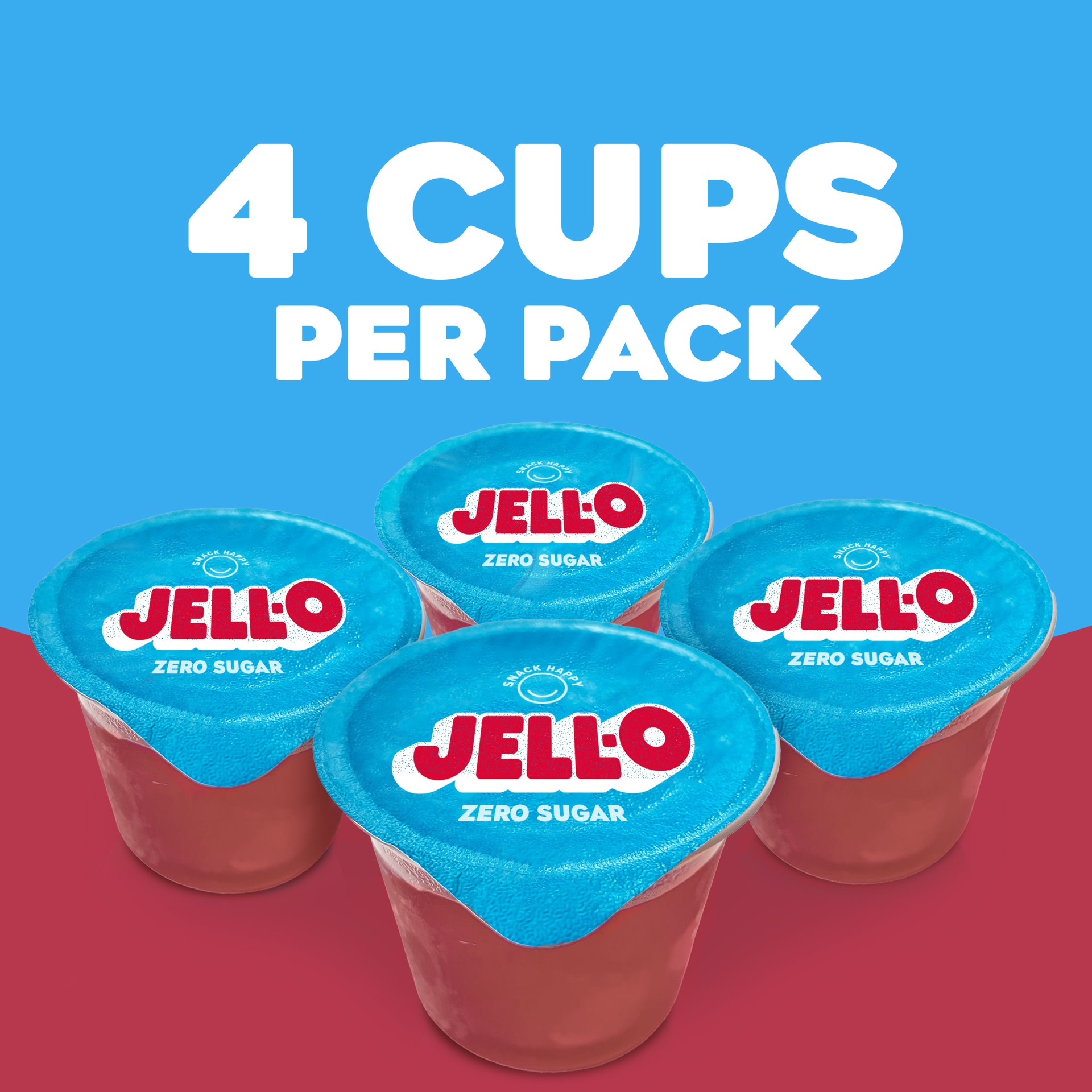 slide 2 of 5, Jell-O Cherry Artificially Flavored Zero Sugar Ready-to-Eat Gelatin Snack Cups, 4 ct Cups, 12.5 oz