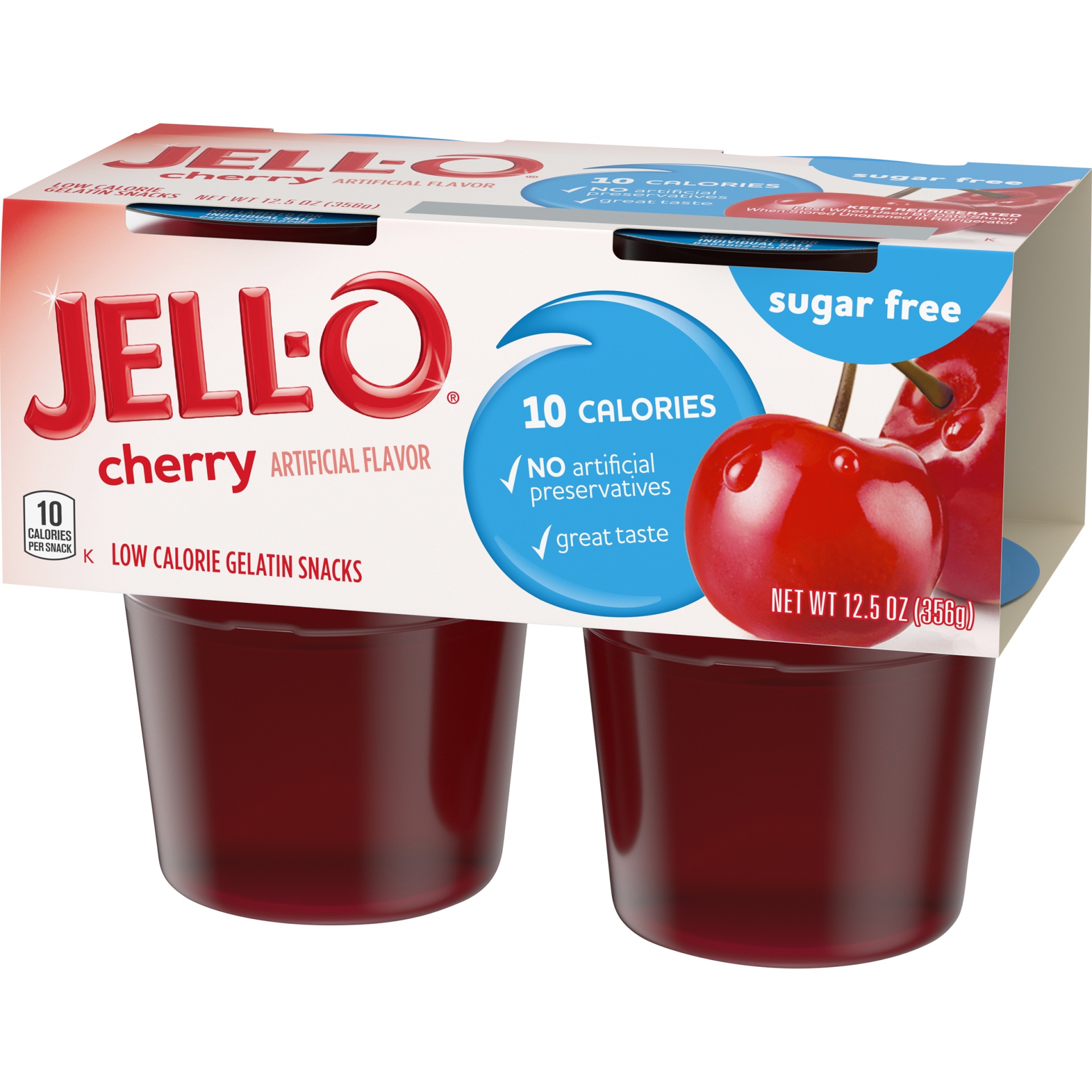 slide 3 of 6, Jell-O Cherry Sugar Free Ready-to-Eat Jello Cups Gelatin Snack Cups, 4 ct