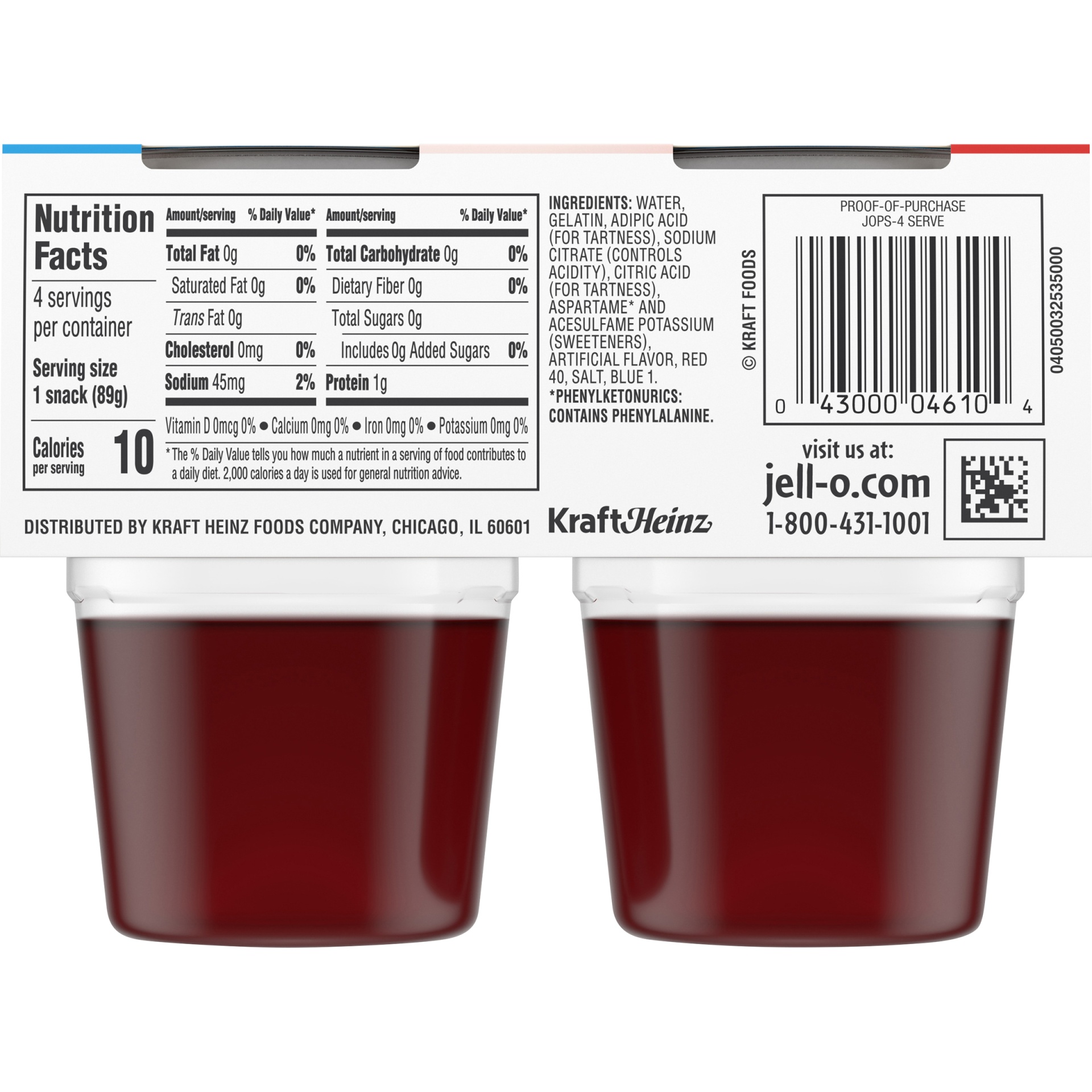 slide 4 of 6, Jell-O Cherry Sugar Free Ready-to-Eat Jello Cups Gelatin Snack Cups, 4 ct