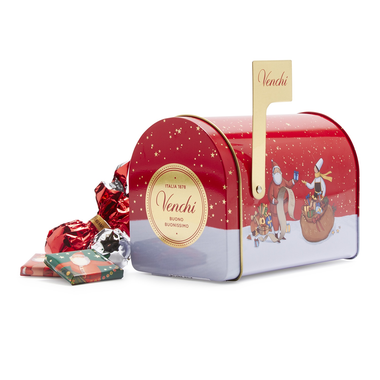 slide 1 of 1, Venchi Assorted Chocolates Mailbox Tin, 1 ct