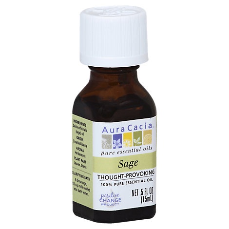 slide 1 of 1, Aura Cacia Essential Oil 100% Pure Sage -., 5 fl oz