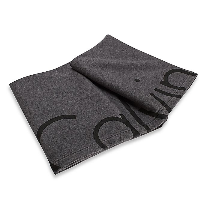 slide 1 of 1, Calvin Klein Modern Cotton Cropped Logo Throw Blanket - Charcoal, 1 ct